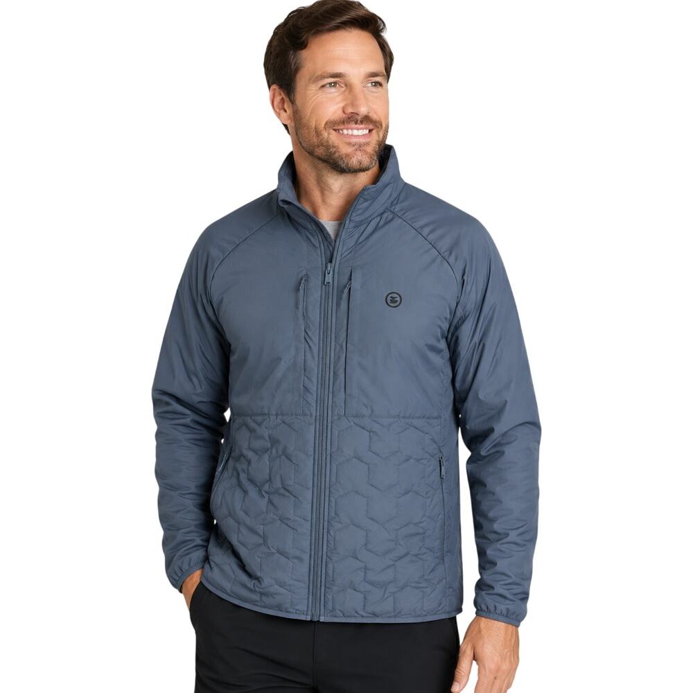 Jetty Men's Packable Insulated Jacket Gray Blue Full Zip Size Large